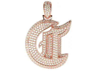Tattoo fonts C alphabet pendent 3D print model