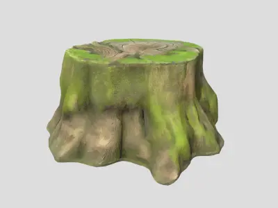 Tree Stump Mossy 4 Low-poly 3D model