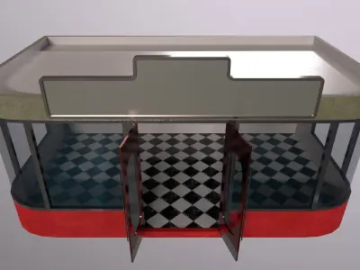 diner store with checkered floor Low-poly 3D model