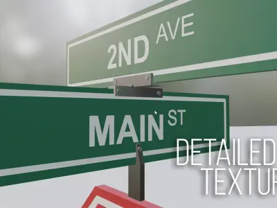 Pack of 10 Traffic Signs models - PBR Textured Version in 4K Low-poly 3D model