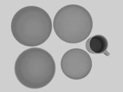 Minimalist CGI Tableware Set 3D model