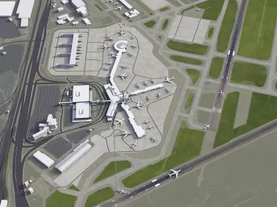 Cleveland - Hopkins International Airport - CLE Low-poly 3D model