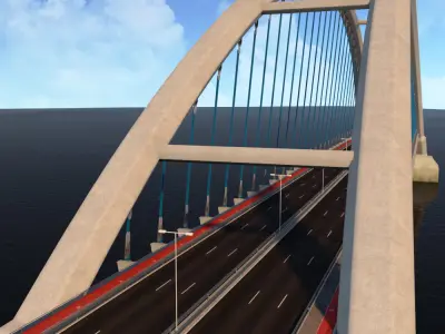 Suspended Arch Water Road Bridge 3D model