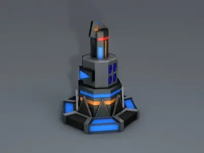 Turret spaceship with lights Free 3D model