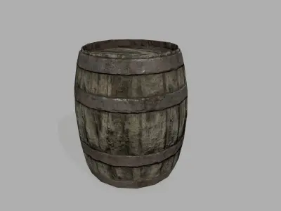Wooden Barrel Low-poly 3D model