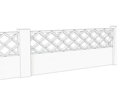 Concrete Fence Wall Low-poly 3D model