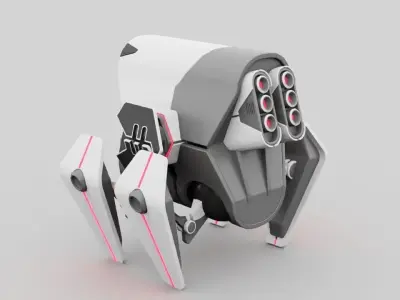 Spider robot rigged - animated character 3D model