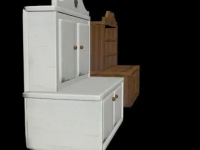 Bookshelf cabinet with two drawers Low-poly 3D model
