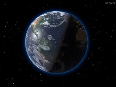  Volumetric Planet Earth Day Night System Animated 43K For Blender 