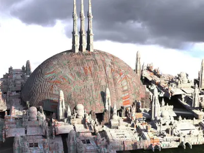 Stars Wars influenced City dome Towers Kit bash 3 3D model