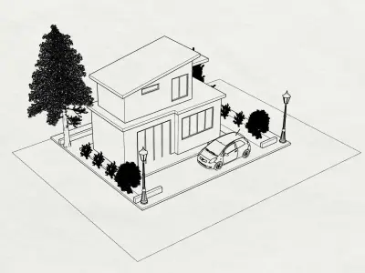 Detached house country house 3D modeling source 3D print model