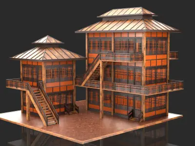 Medieval Fantasy House 08 with interior and exterior 3D model