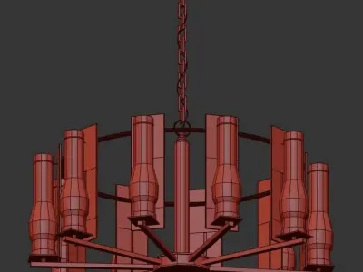 Ships light chandelier with clear glass cylinders 3D model