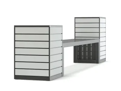  Bench with Recycle Bin 3D Model 3D model