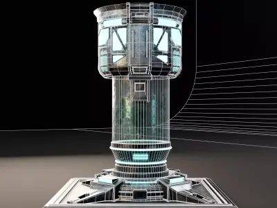 Sci-Fi Cryogenic Stasis Chamber Low-poly 3D model