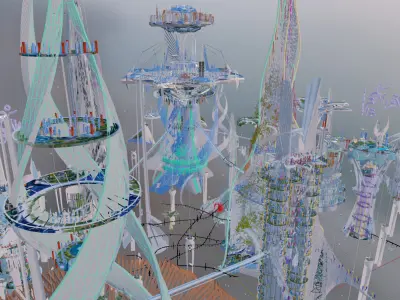 Mega Future Utopia City Low-poly 3D model