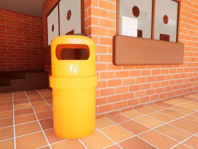 Singapore NEA Rubbish Bin Low-poly 3D model
