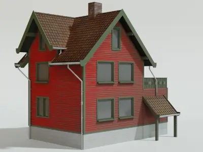 Scandinavian house Low-poly 3D model