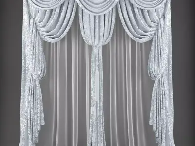 Curtains curtain with drapes Low-poly 3D model get