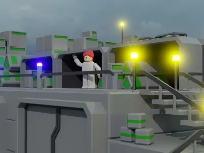 Sci-fi Cargo and Character Low-poly 3D model Low-poly 3D model