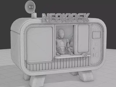 NeoKiosk - Cyberpunk Kiosk - Robot Character Low-poly 3D model