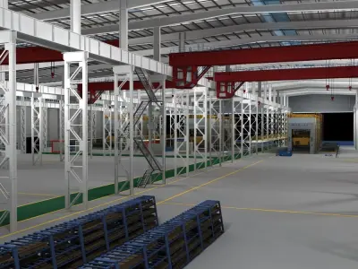 Factory Interior Scene and Equipment 3D model