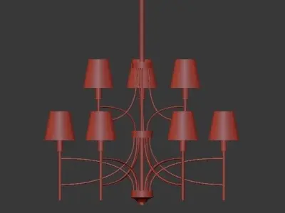Millau Collection 9 Light Satin Gold Chandelier with Fabric 3D model