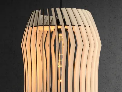 Wood Pendant Lamp 4 3D model