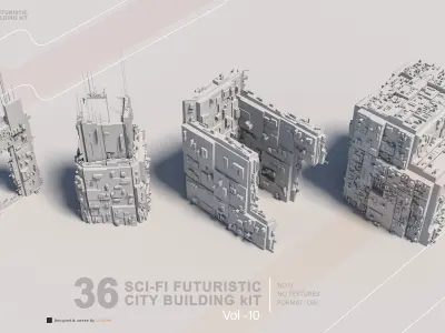 36 SCI-FI BUILDINGS CITY KIT vol 10 3D model