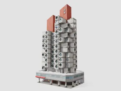 Tokyo Capsule Hotel Low-poly 3D model