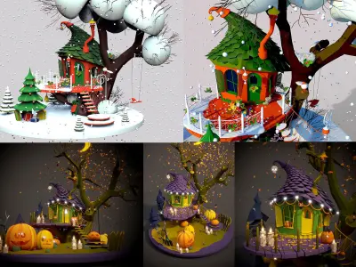 Halloween  and  Christmas 3D Model Pack