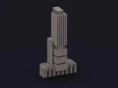 Brutalist Building 02 Low-poly 3D model