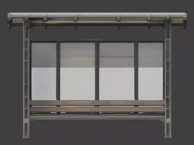 Weathered Transit Waiting Shelter 3D Model Low-poly 3D model