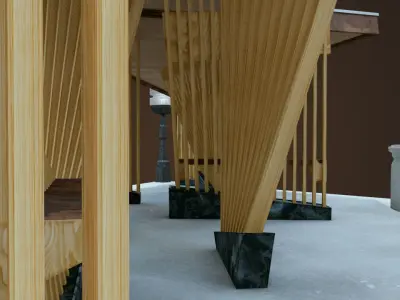 Bus Stop Low-poly 3D model