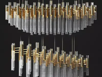 Waterfall Linear Rectangular Suspension Chandelier luxxu  3D model