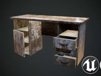 Writen Table Low-poly 3D model