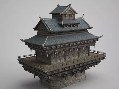 Ancient Chinese architecture Low-poly 3D model