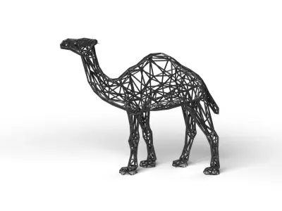 Dromedary Wireframe Low-poly 3D model