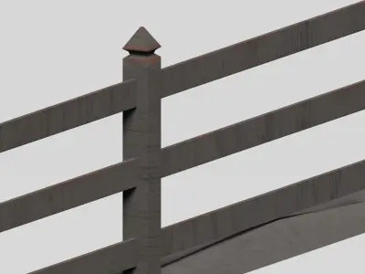 Low poly picket fence set Low-poly 3D model