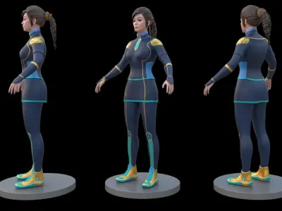 Sci-Fi Girl Character Model Low-poly 3D model