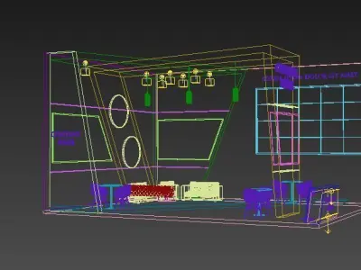 Booth Exhibition Stand Stall 8x7m Height 500 cm 2 Side Open 3D model