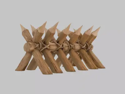 Wooden Barricade Low-poly 3D model
