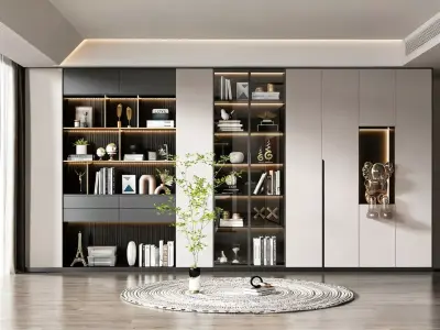 Modern Light Luxury Bookcase 3D model