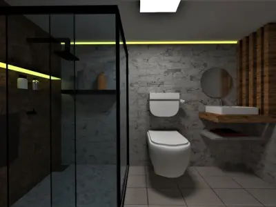 BathRoom modern with toilet and shower 3D model