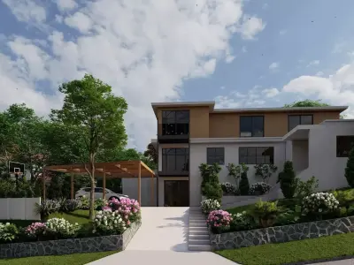 3D Exterior Scene 3D model design garden and landscape 3D model 3D model