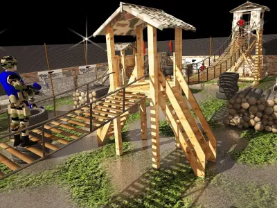 3D paintball site with full details and real scale one by one 3D model