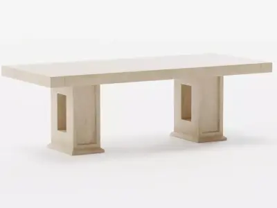 Oak Dining Table Plank Low-poly 3D model