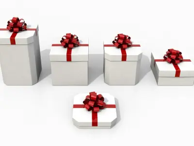  Gift Boxes - 5-Pack with Fixed Ribbon Rosette 