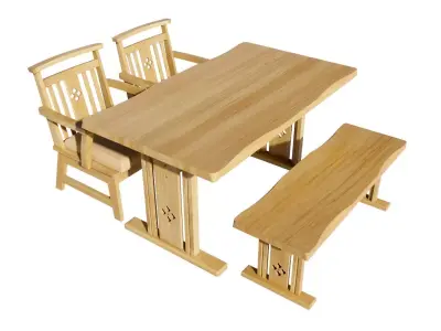 Dining set 4 seat 3D model shop