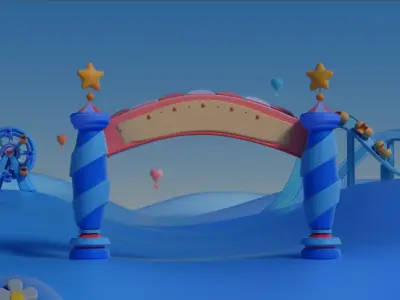 cartoon amusement park 3D model